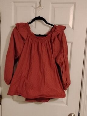 Sonoma Rust Orange Ruffled Square-Neck Blouse